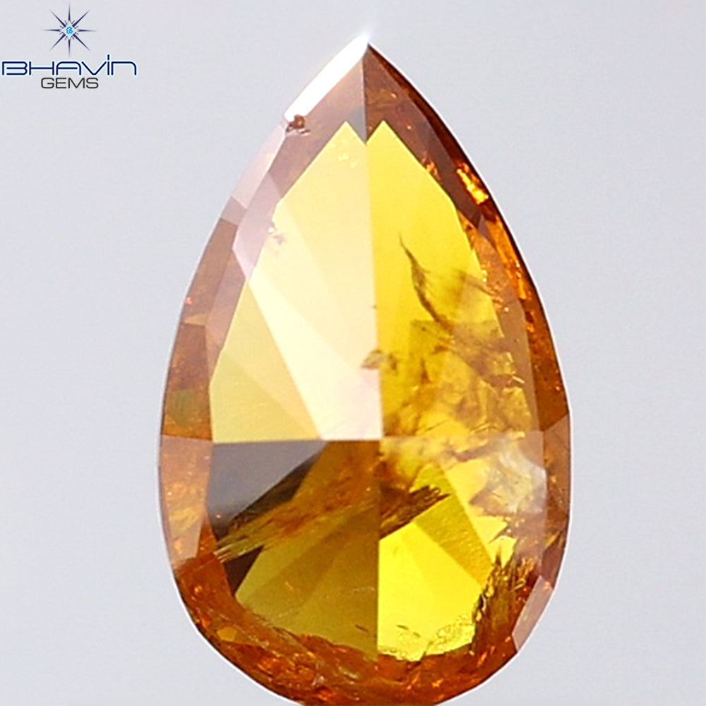 1.01 CT Pear Shape Natural Diamond Orange Color I3 Clarity (8.48 MM)