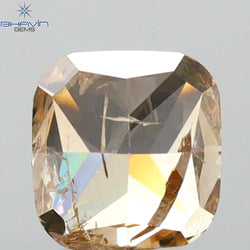 0.91 CT Cushion Shape Natural Diamond Brown Pink Color I2 Clarity (5.37 MM)