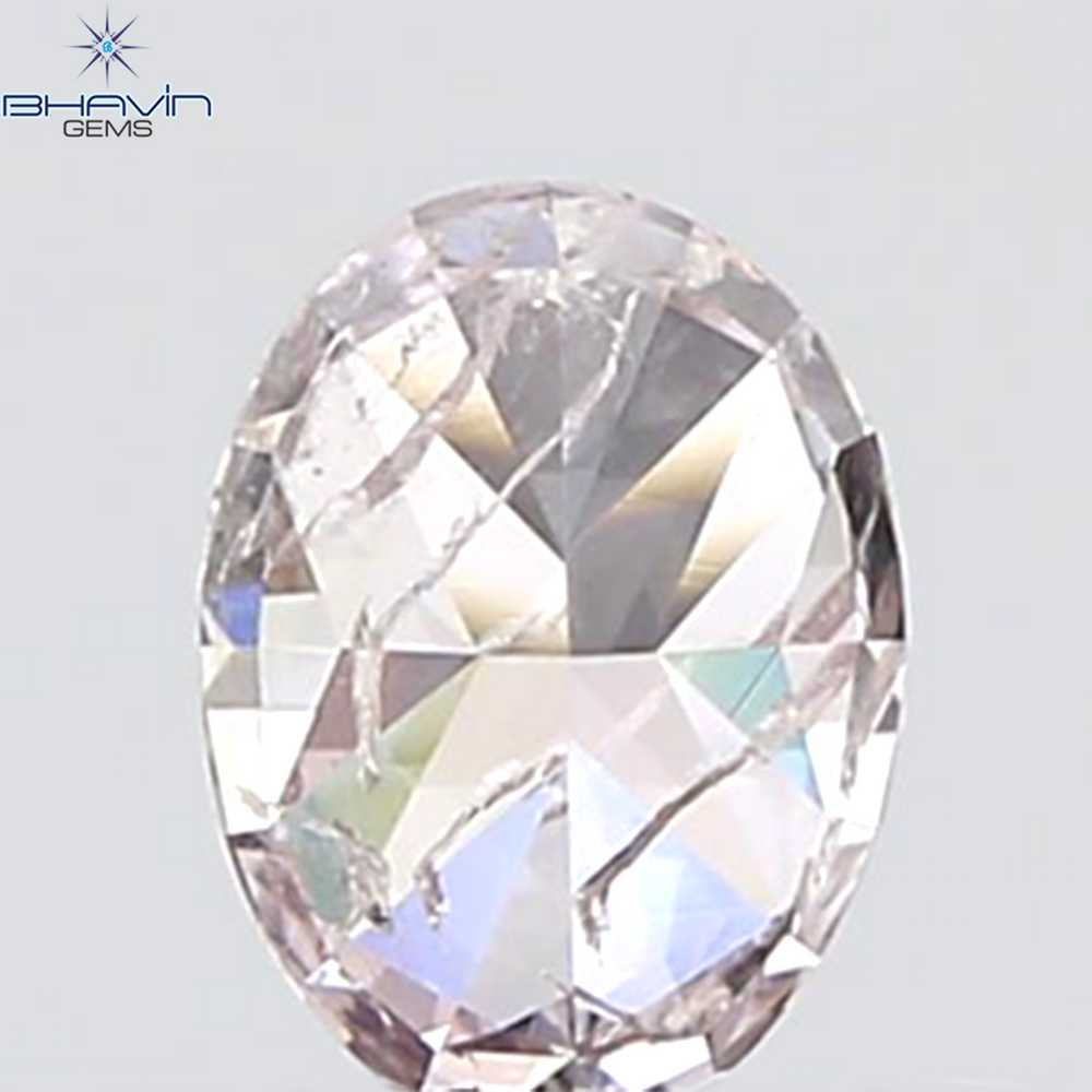 GIA Certified 0.55 CT Oval Shape Natural Diamond Brownish Pink Color I3 Clarity (5.69 MM)