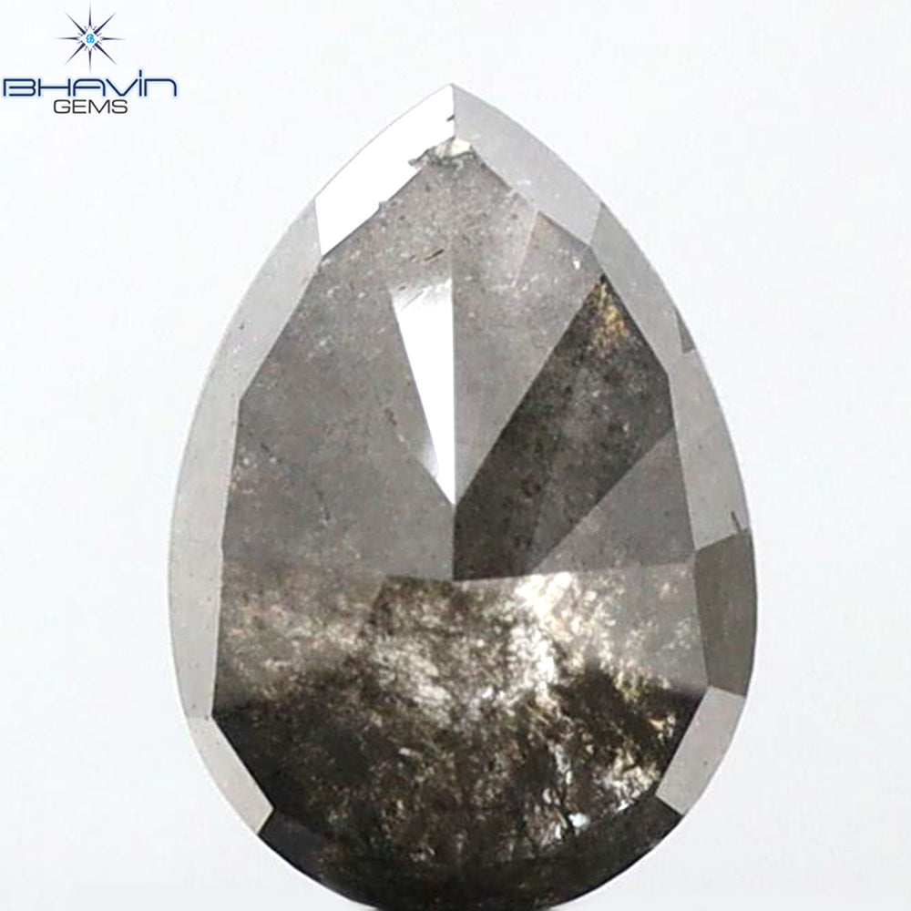 1.36 CT Pear Shape Natural Loose Diamond Salt And Pepper Color I3 Clarity (8.03 MM)