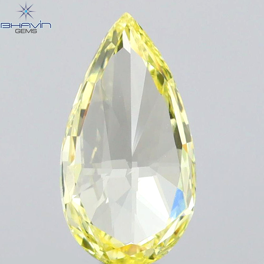 0.64 CT Pear Shape Natural Diamond Yellow Color VVS1 Clarity (8.52 MM)