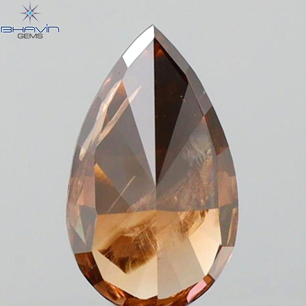 0.60 CT Pear Shape Natural Loose Diamond Brown Pink Color I3 Clarity (6.86 MM)