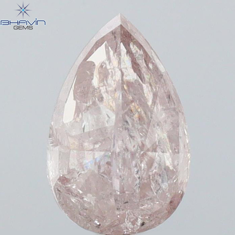 0.73 CT Pear Shape Natural Diamond Pink Color I3 Clarity (6.96 MM)