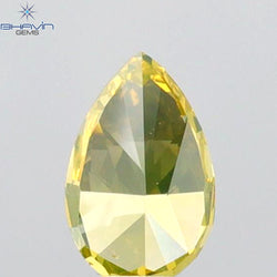 0.30 CT Pear Shape Natural Diamond Green Yellow Color VS1 Clarity (5.00 MM)
