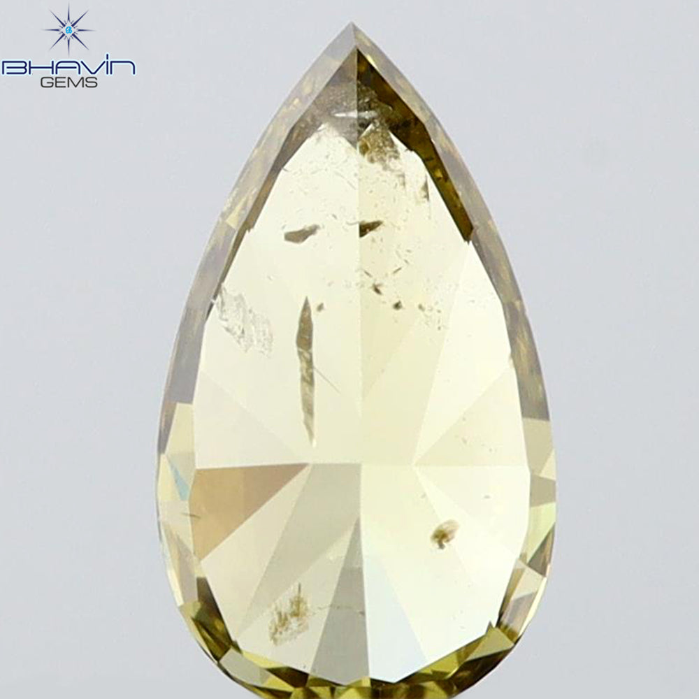 0.35 CT Pear Shape Natural Diamond Green (Chameleon) Color SI2 Clarity (6.28 MM)
