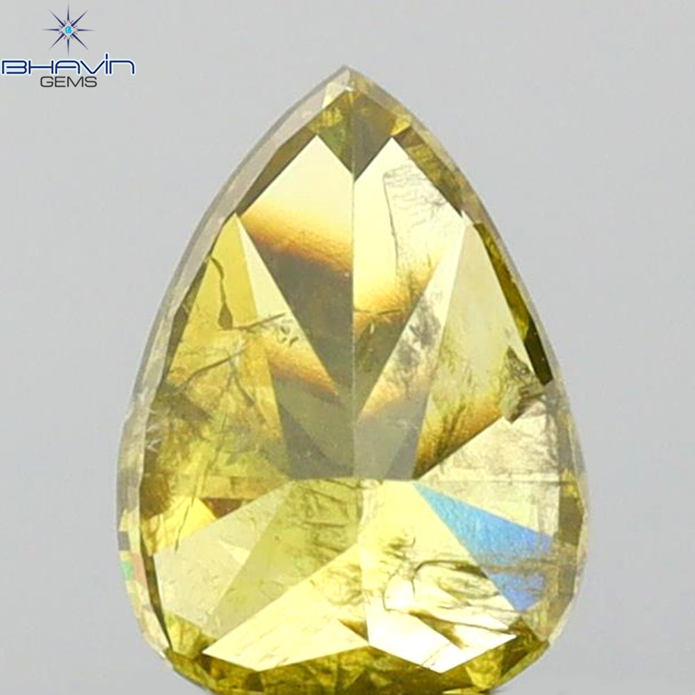 0.64 CT Pear Shape Natural Diamond Green Color I2 Clarity (6.48 MM)