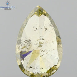1.01 CT Pear Shape Natural Diamond Greenish Yellow Color I2 Clarity (7.80 MM)