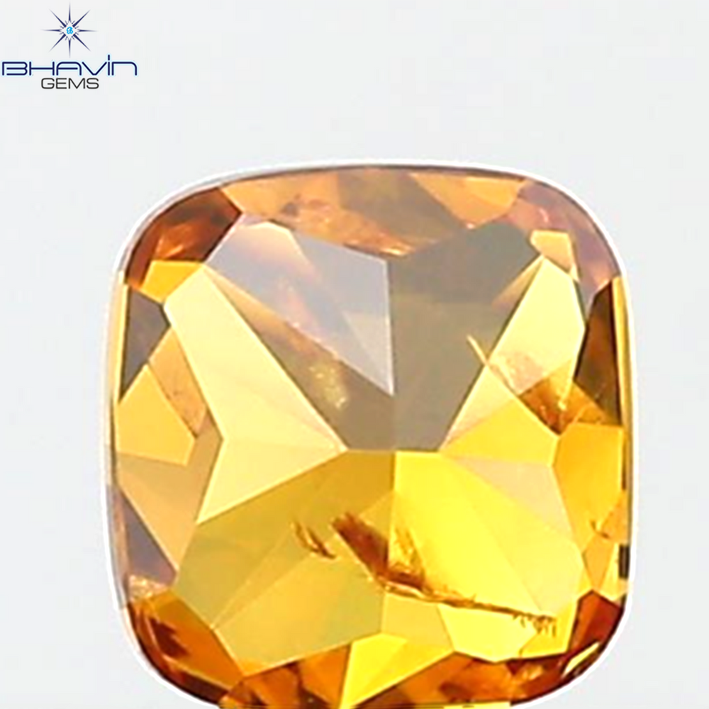0.50 CT Cushion Shape Natural Diamond Orange Color I1 Clarity (4.67 MM)