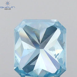 0.38 CT Radiant Diamond Blue Color Natural Diamond Clarity SI1 (4.50 MM)