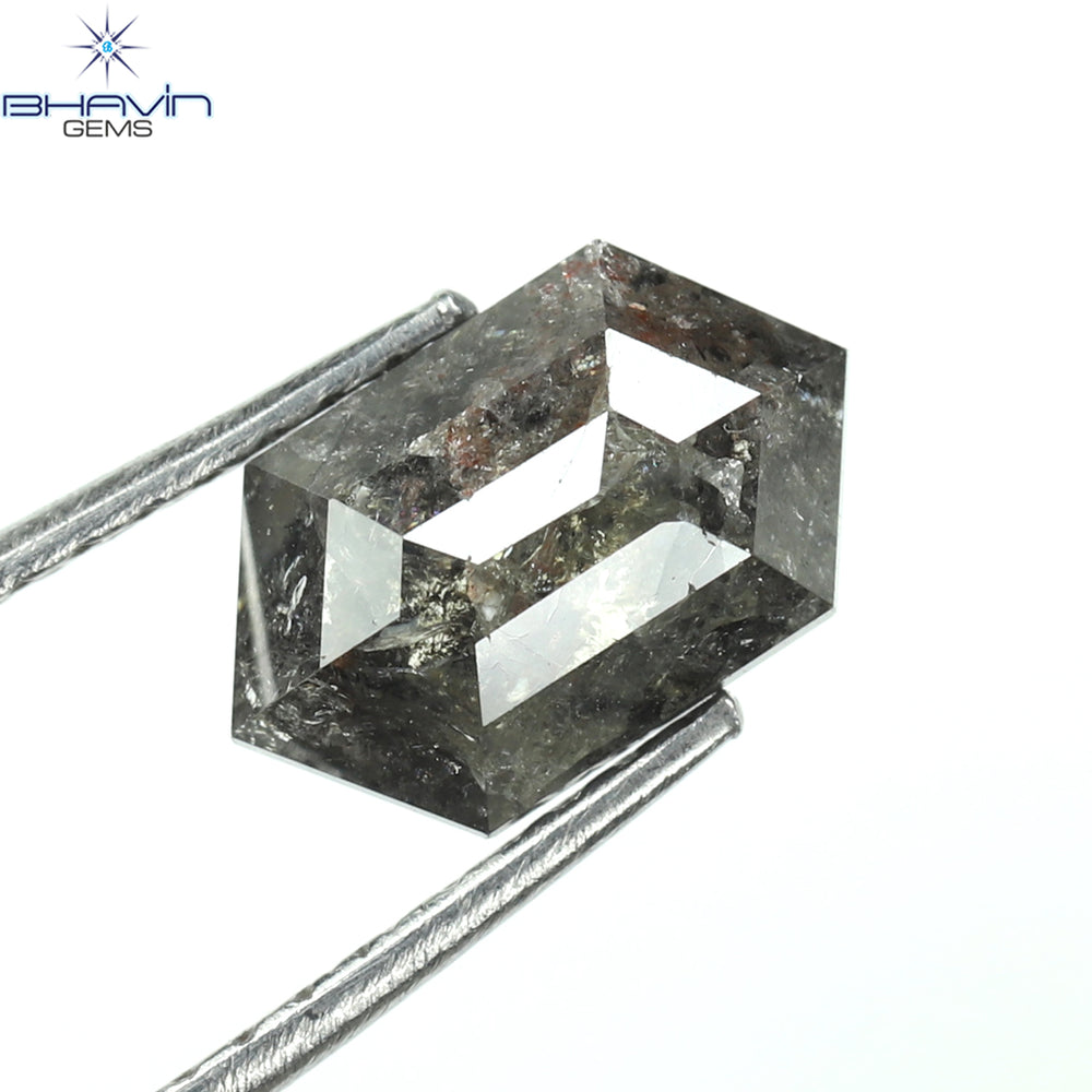 1.54 CT Hexagon Shape Natural Loose Diamond Salt And pepper Color I3 Clarity (9.02 MM)