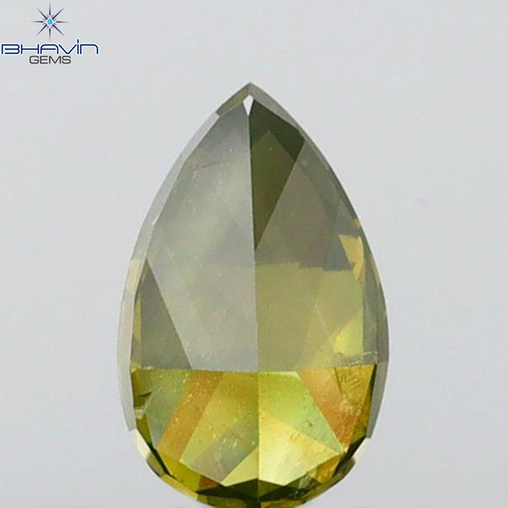0.34 CT Pear Shape Natural Diamond Green Color SI2 Clarity (5.40 MM)