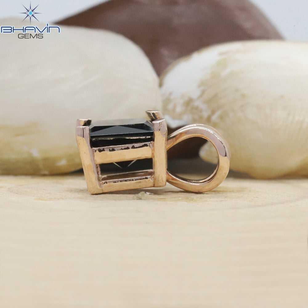 Diamond Pendant-Earring Princess Diamond Black Diamond Yellow Gold Bridal Necklace