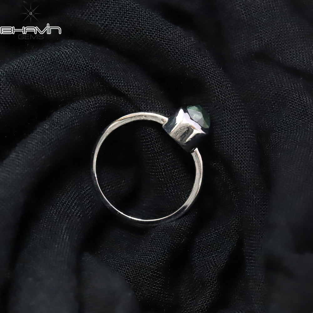 Rough Diamond Natural Diamond Ring Blue Color Gold Ring Engagement Ring