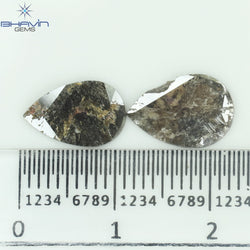 1.75 CT/5 ピース スライス形状 天然ダイヤモンド ソルト アンド ペッパー カラー I3 クラリティ (10.45 MM)