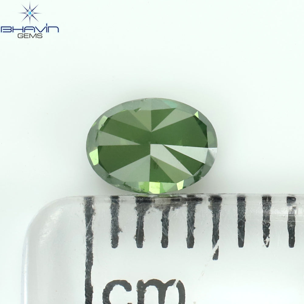 0.41 CT Oval Shape Natural Diamond Green Color I1 Clarity (5.19 MM)