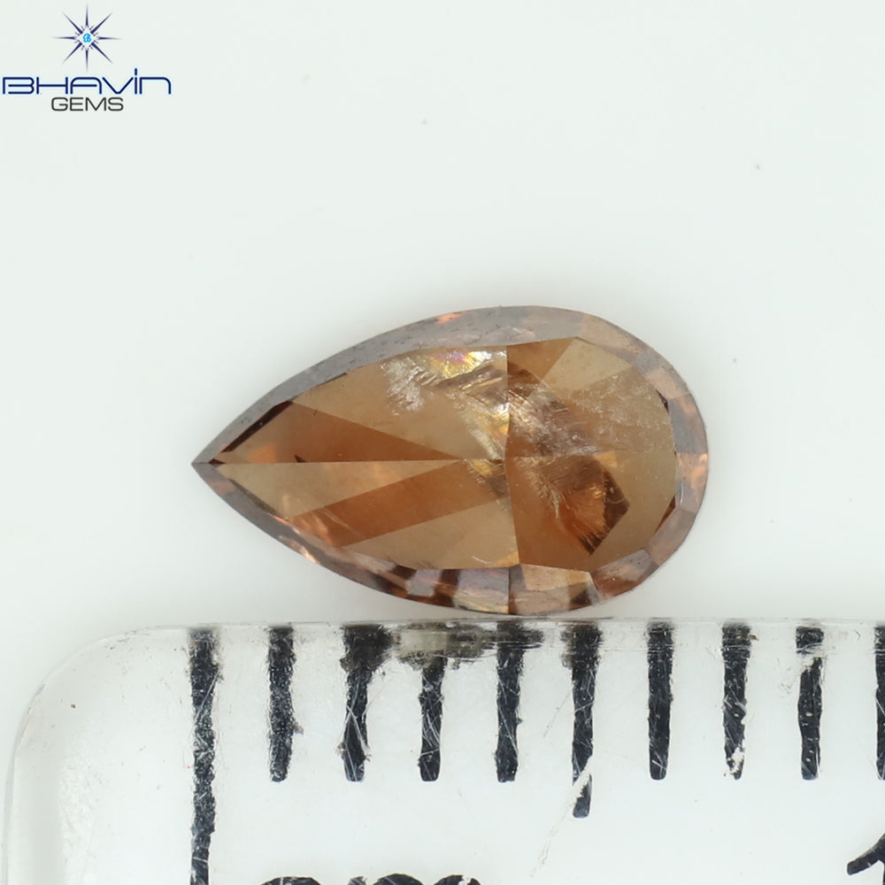 0.60 CT Pear Shape Natural Loose Diamond Brown Pink Color I3 Clarity (6.86 MM)