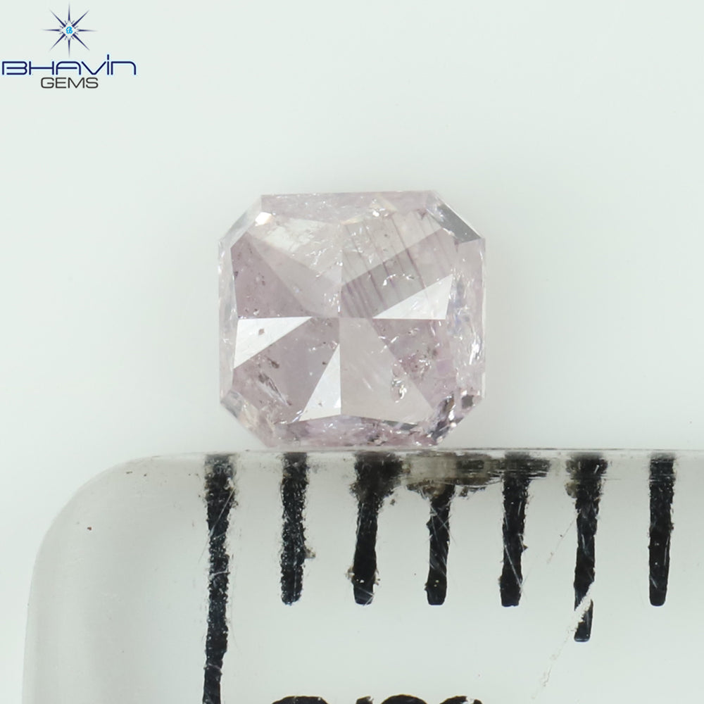 0.31 CT Radiant Shape Natural Diamond Pink Color I3 Clarity (3.66 MM)