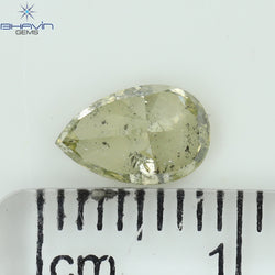 1.01 CT Pear Shape Natural Diamond Greenish Yellow Color I2 Clarity (7.80 MM)