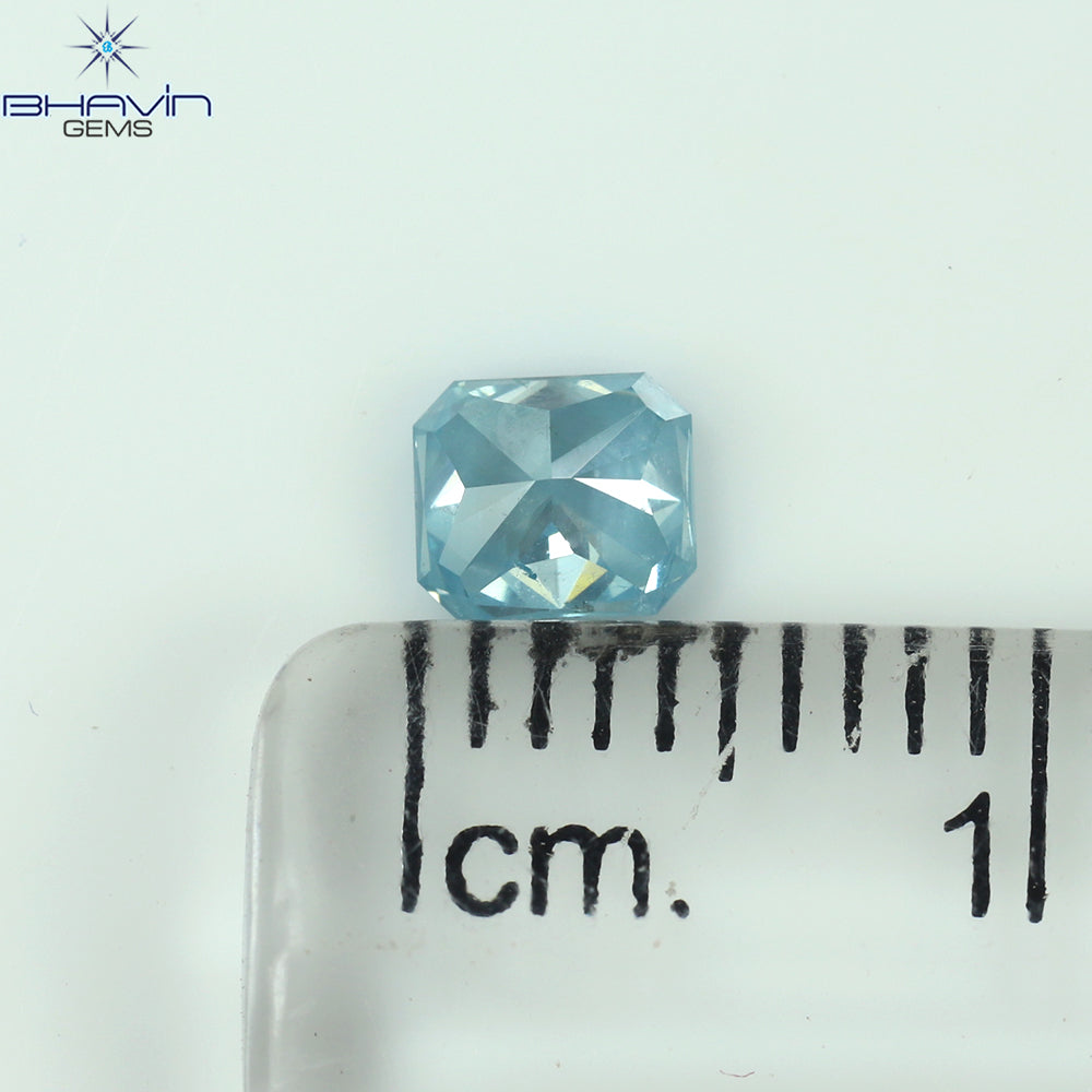 0.38 CT Radiant Diamond Blue Color Natural Diamond Clarity SI1 (4.50 MM)