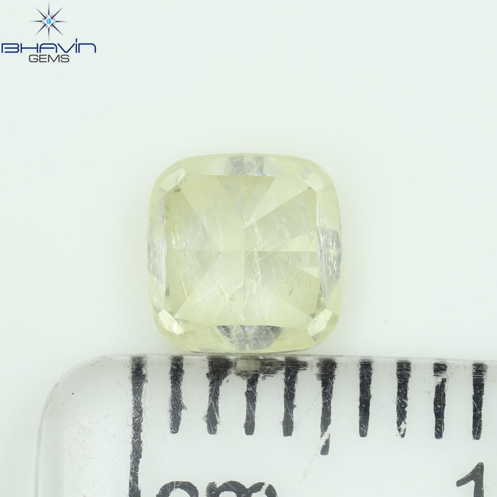 0.87 CT Cushion Shape Natural Diamond Yellow Color I3 Clarity (5.32 MM)