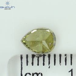 0.78 CT Pear Shape Natural Diamond Green (Chameleon) Color I2 Clarity (6.44 MM)