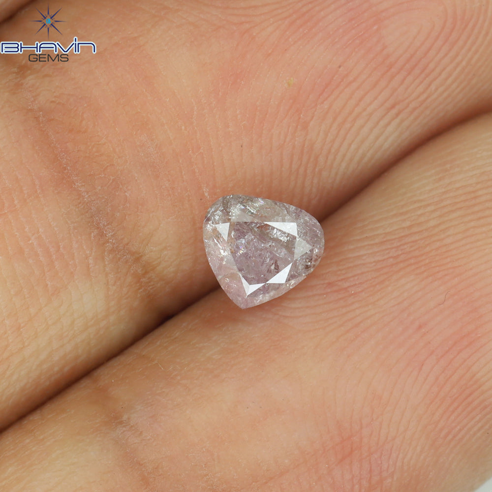 0.58 CT Heart Shape Natural Diamond Pink Color I3 Clarity (5.00 MM)