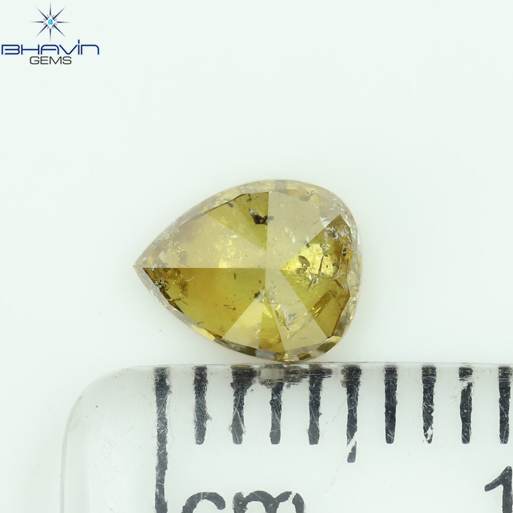 0.62 CT Pear Shape Natural Loose Diamond Brown Orange Color I3 Clarity (6.06 MM)