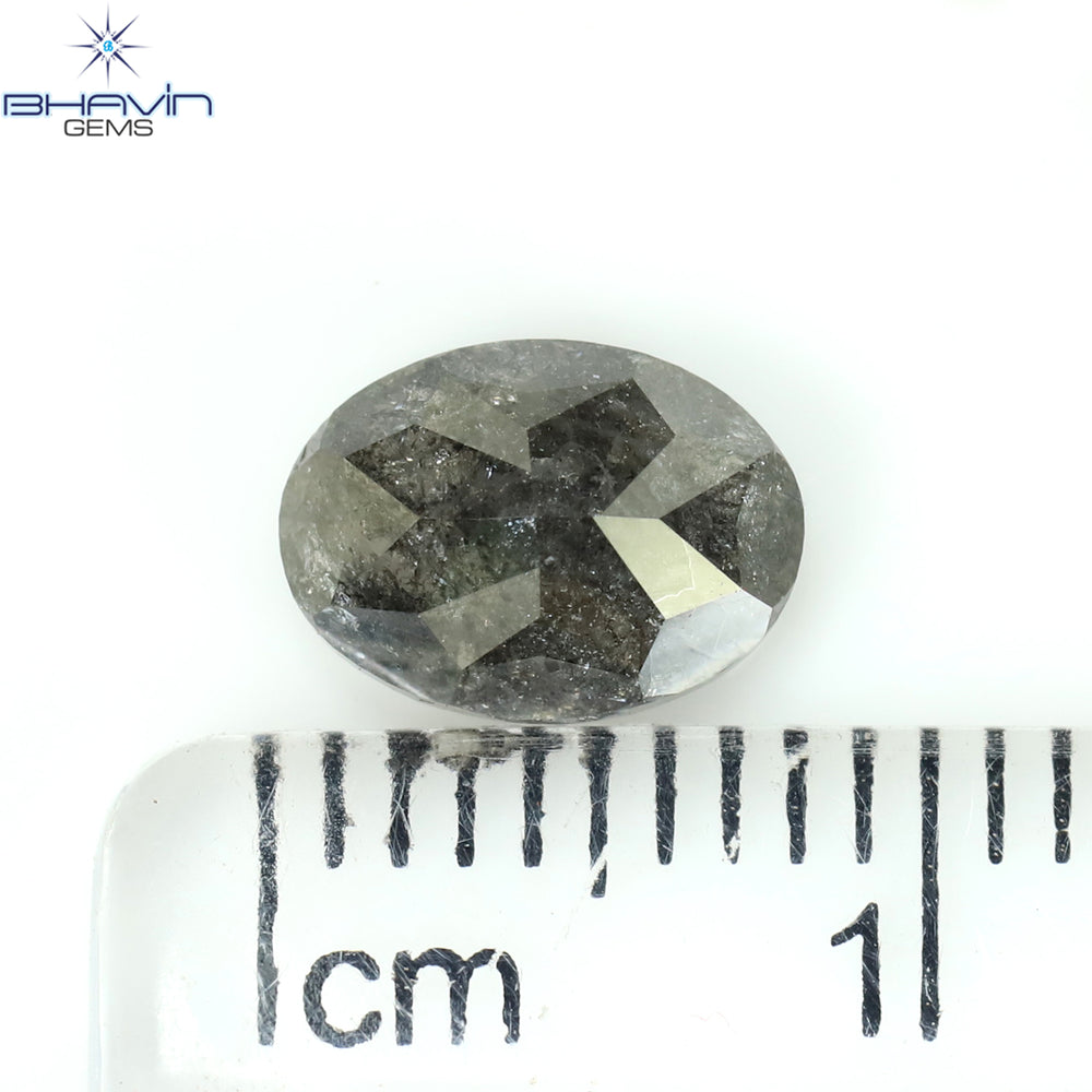 1.53 CT Oval Shape Natural Diamond Salt And Papper Color I3 Clarity (7.91 MM)