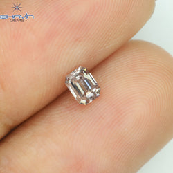 0.25 CT Emerald Shape Natural Diamond Pink Color SI2 Clarity (3.99 MM)