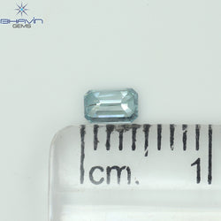 0.09 CT エメラルド シェイプ ナチュラル ダイヤモンド グリーンがかったブルー カラー VS1 クラリティ (3.58 MM)