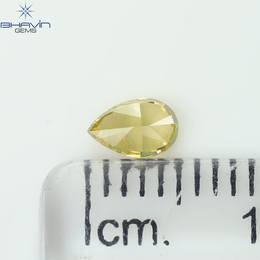 0.30 CT Pear Shape Natural Diamond Green Yellow Color VS1 Clarity (5.00 MM)