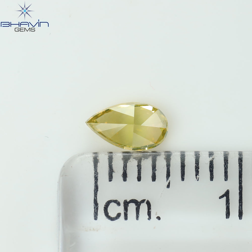 0.37 CT Pear Shape Natural Diamond Green Yellow Color VS2 Clarity (5.72 MM)