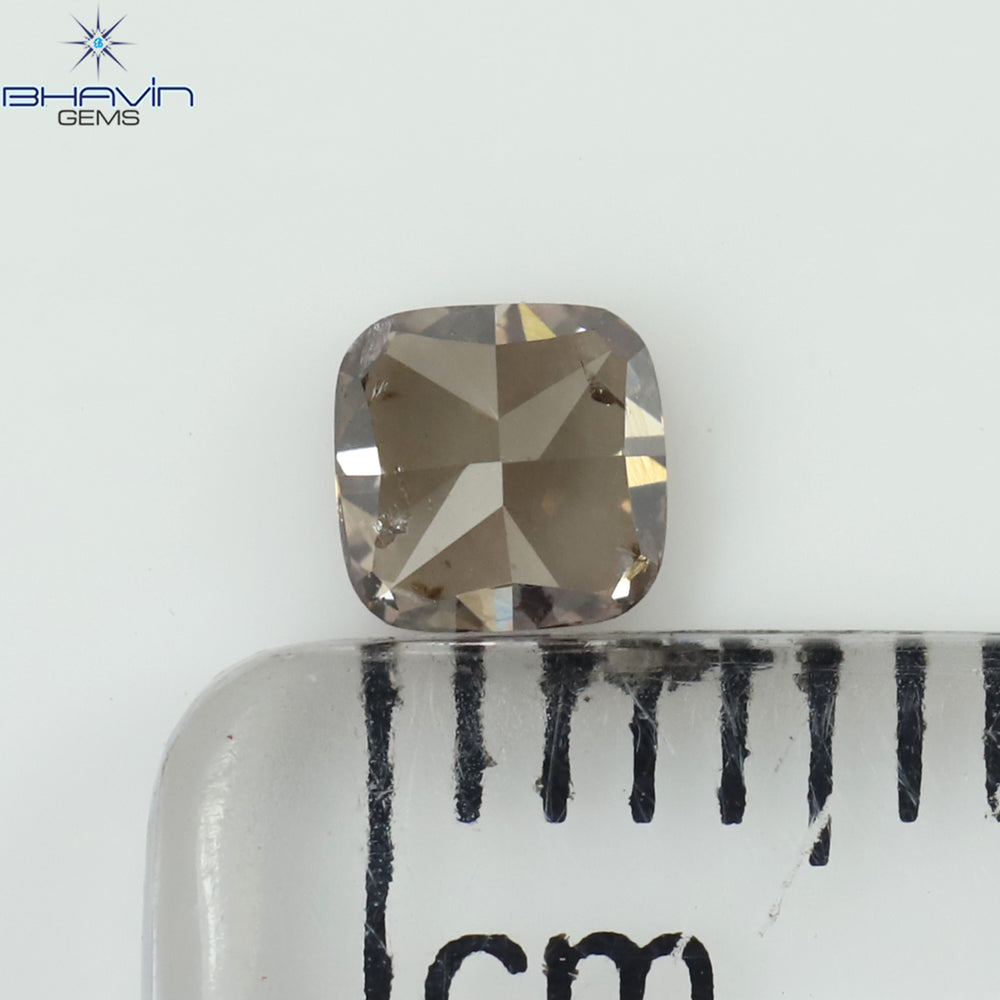 0.32 CT Cushion Shape Natural Diamond Brown Pink Color I1 Clarity (4.55 MM)