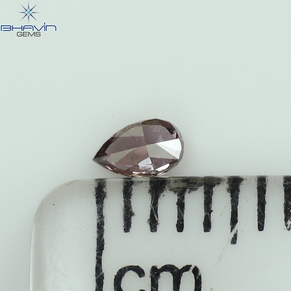 0.08 CT Pear Shape Natural Diamond Pink Color SI1 Clarity (3.50 MM)