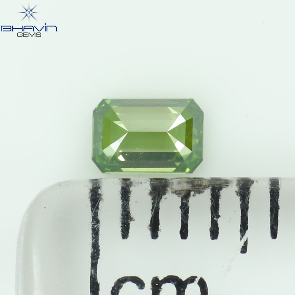 0.14 CT Emerald Shape Natural Diamond Green Color VS1 Clarity (3.70 MM)