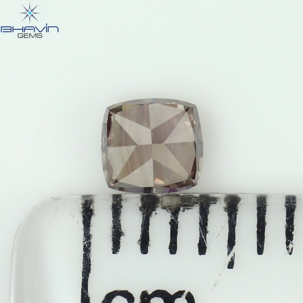 0.24 CT Cushion Shape Natural Diamond Brown Pink Color VS2 Clarity (3.56 MM)