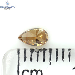 0.19 CT Pear Shape Natural Diamond Brown Orange Color SI1 Clarity (4.82 MM)