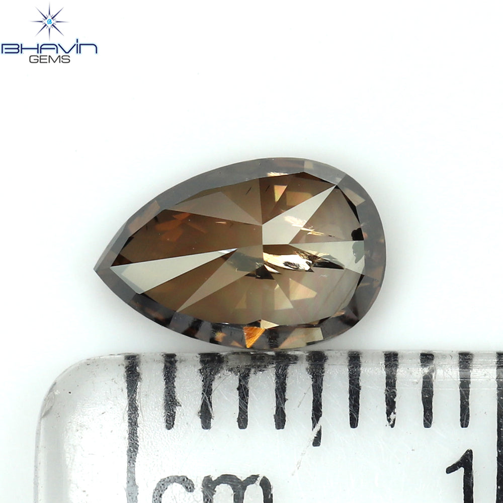 1.09 CT Pear Shape Natural Diamond Brown Color I2 Clarity (7.94 MM)