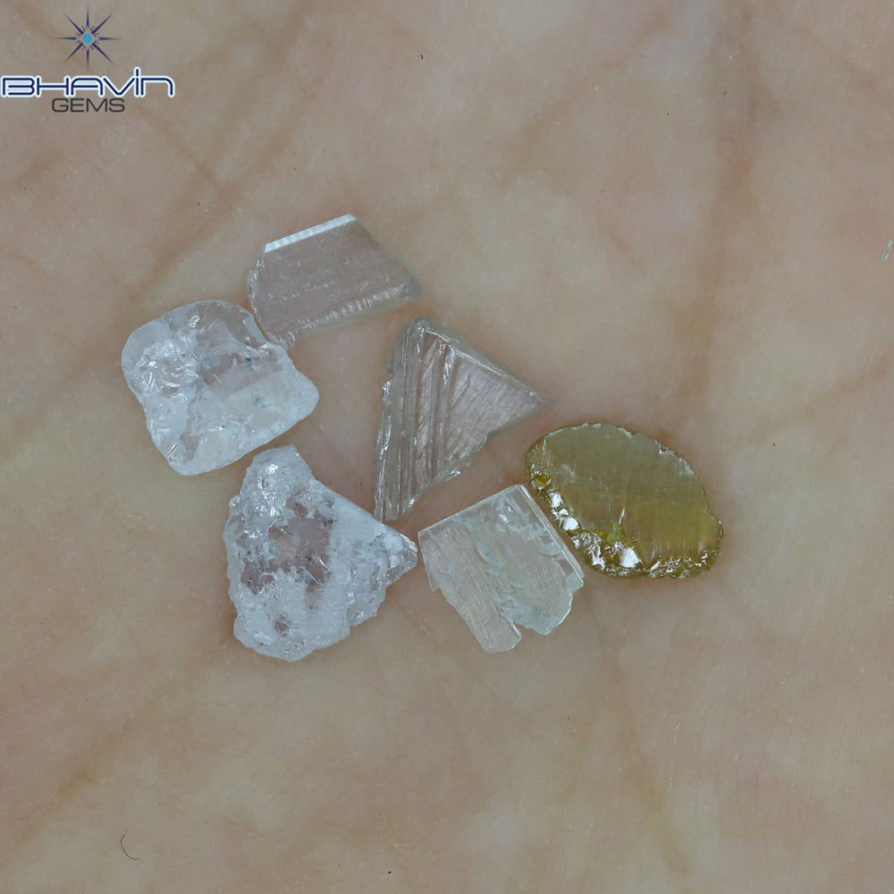 0.99 CT/6 Pcs Rough Shape Natural Diamond White Color I2 Clarity (5.75 MM)