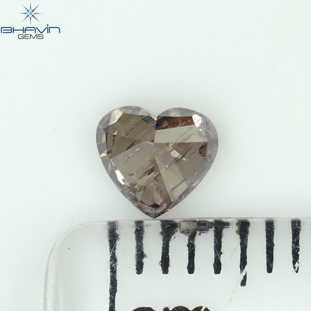 0.39 CT Heart Shape Natural Diamond Pink Color I2 Clarity (4.33 MM)