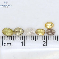 1.76 CT/6 Pcs Oval Shape Natural Diamond Mix Color SI1 Clarity (5.15 MM)
