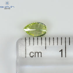 0.41 CT Pear Shape Natural Diamond Greenish Yellow Color VS1 Clarity (6.00 MM)