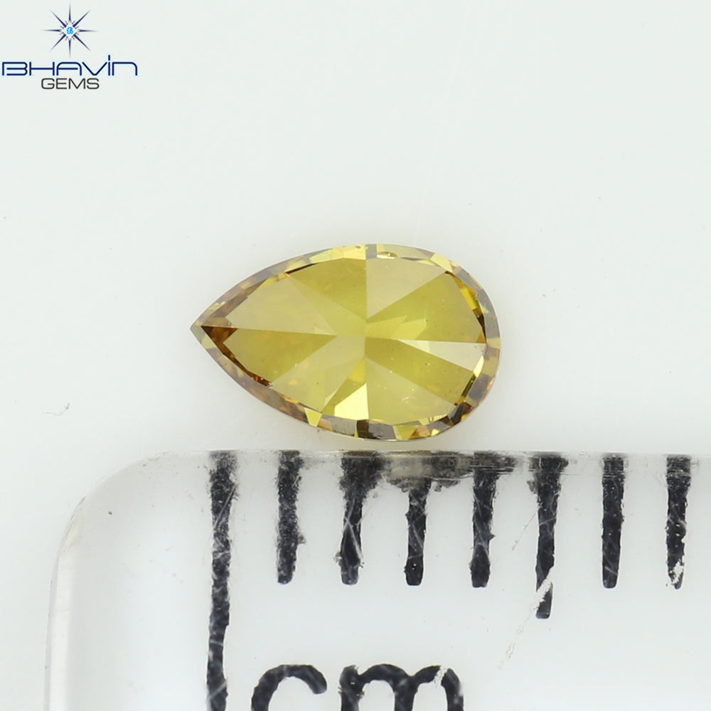 0.23 CT Pear Shape Natural Diamond Orange Color VS2 Clarity (4.82 MM)