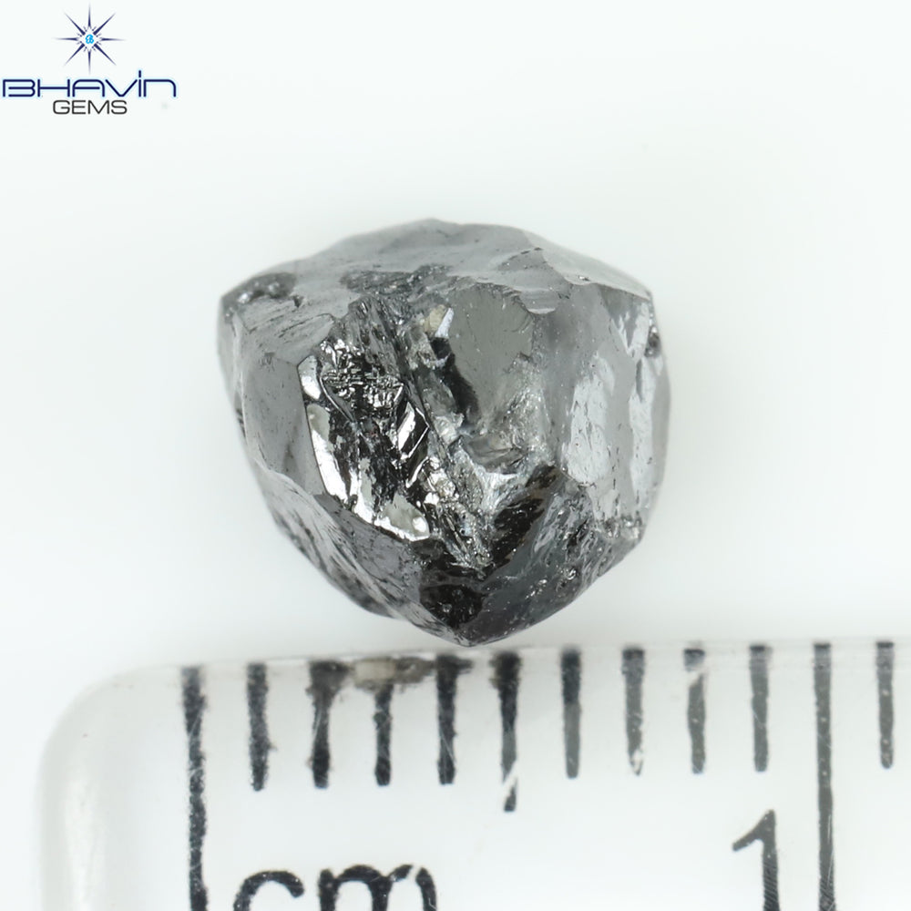 2.52 CT Rough Shape Natural Diamond black Color I3 Clarity (7.36 MM)