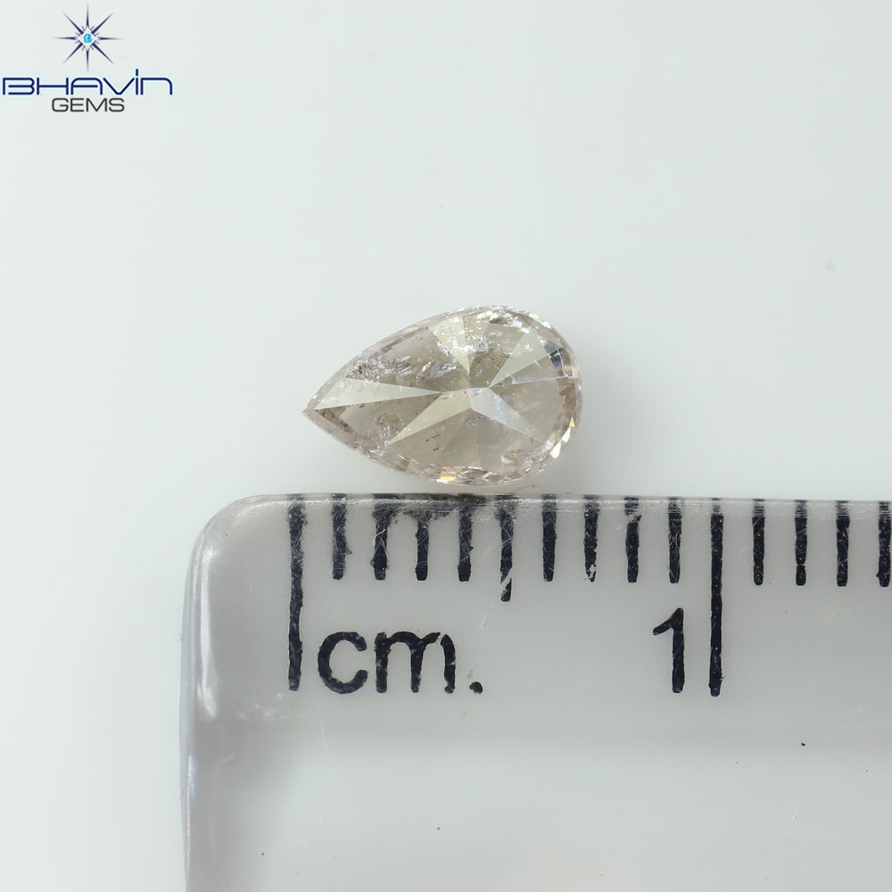 0.55 CT Pear Shape Natural Diamond Pink Color I2 Clarity (6.72 MM)