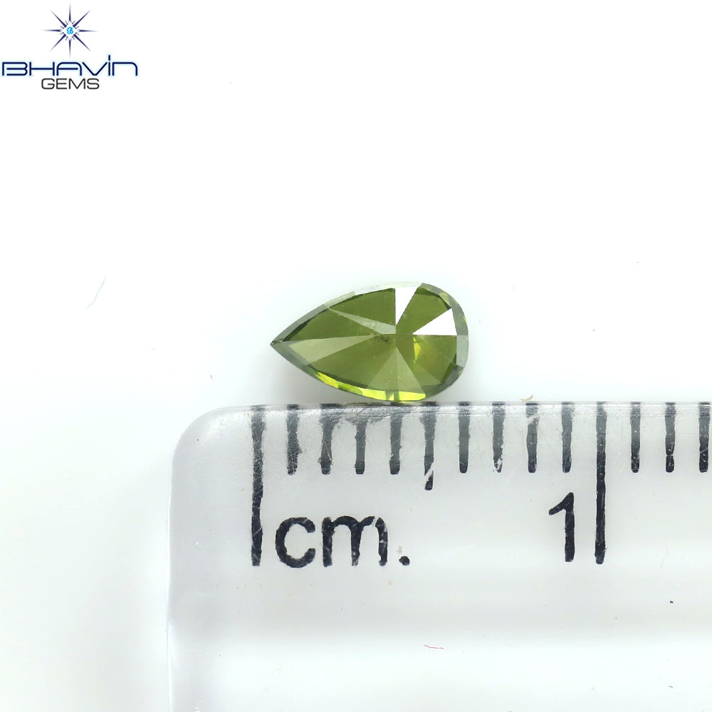 0.33 CT Pear Shape Natural Diamond Green Color SI2 Clarity (5.82 MM)