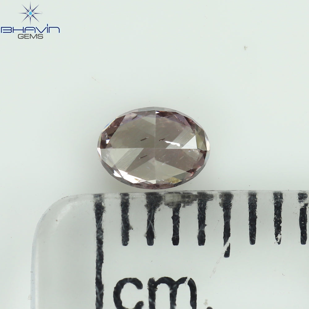 GIA Certified 0.26 CT Oval Shape Natural Diamond Brown Pink Color I2 Clarity (4.42 MM)