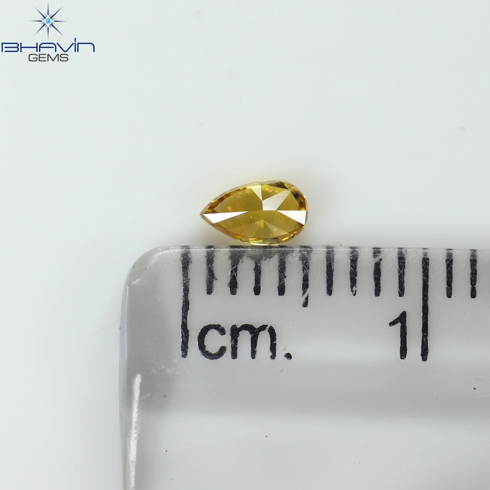 0.17 CT Pear Shape Natural Diamond Orange Color VS1 Clarity (4.52 MM)