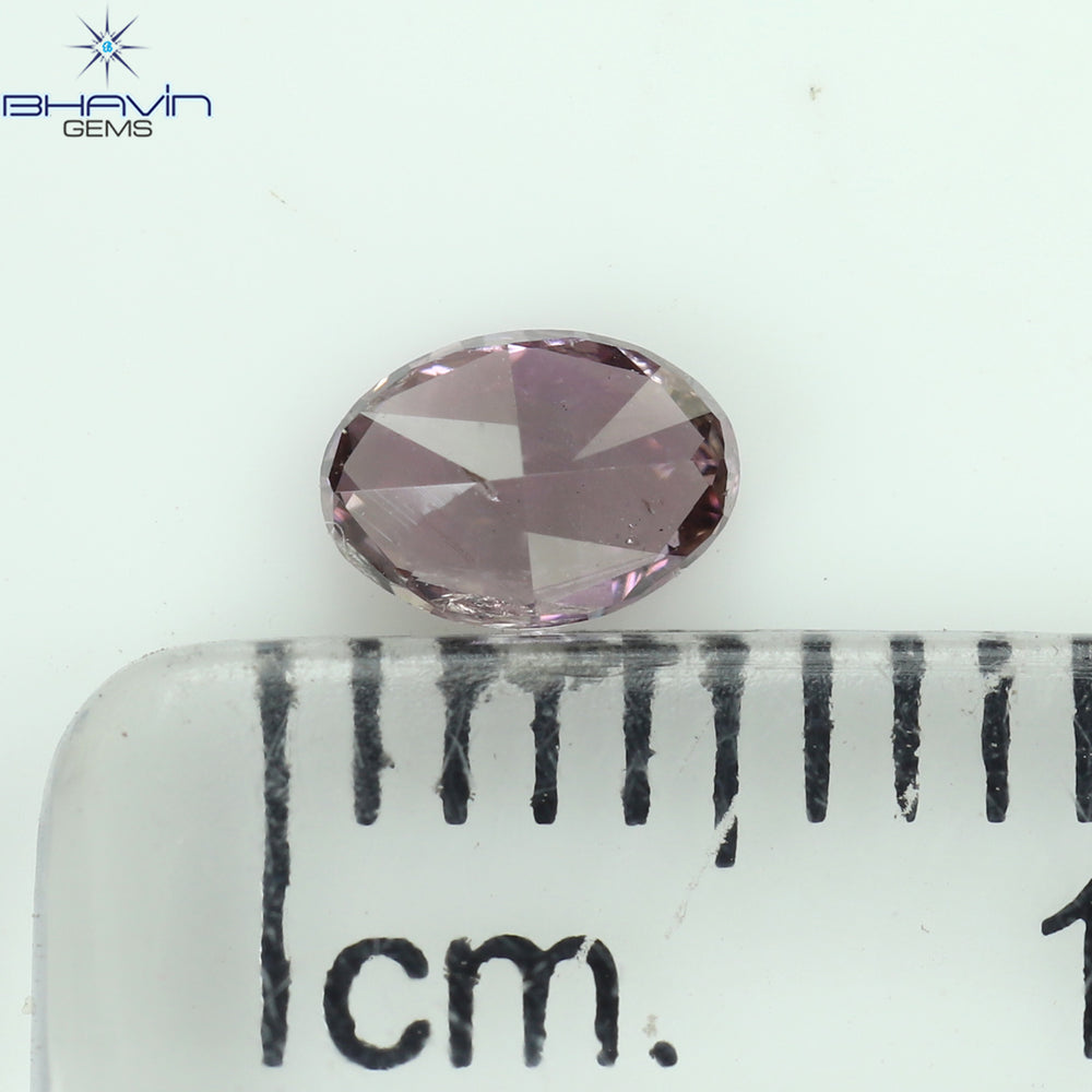 GIA Certified 0.25 CT Oval Shape Natural Diamond Brownish Purple-Pink Color I2 Clarity (4.67 MM)