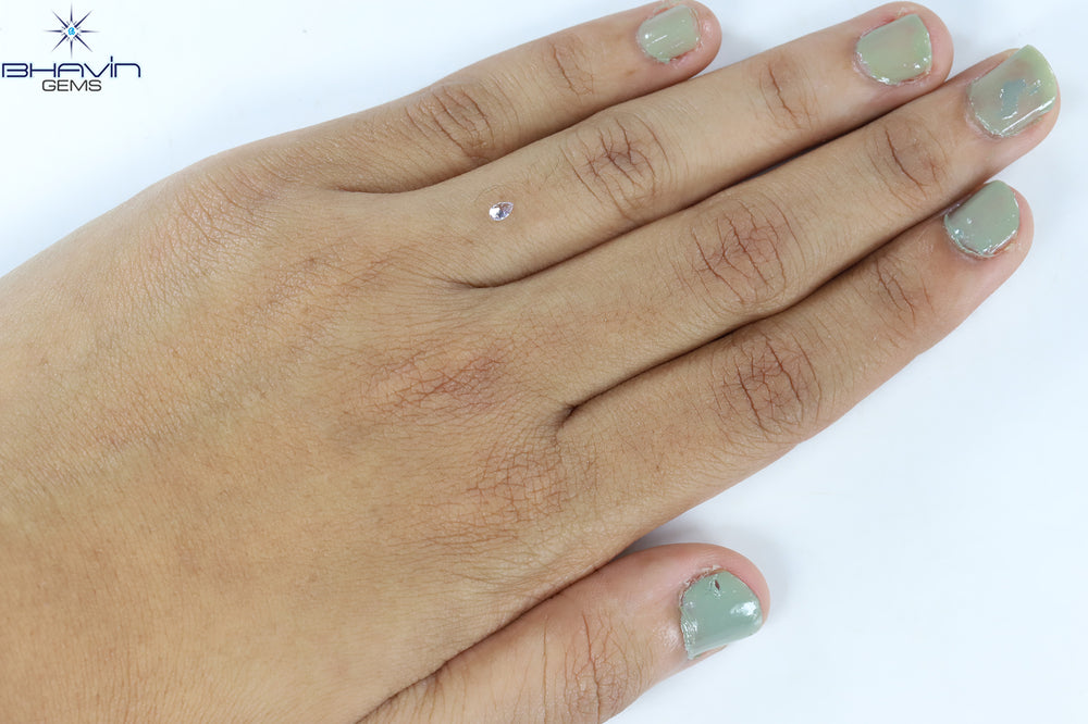 0.08 CT Pear Shape Natural Diamond Pink Color SI1 Clarity (3.47 MM)